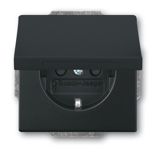 Busch-Jaeger 20 EUKBR-885 SCHUKO® socket insert, with hinged cover, matt black