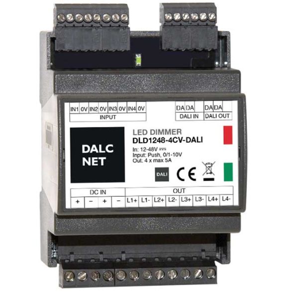 DALCNET DLD1248-4CV-DALI DALI LED dimming actuator CV | 4-fold, 5 A, REG