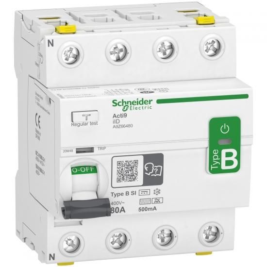 Schneider Electric A9Z66480 IID 4P 80A 500MA TYPE B-SI residual current circuit breaker all-current sensitive