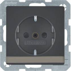 Berker 47496086 SCHUKO socket with label field anthracite including Berker Q.1/Q.3