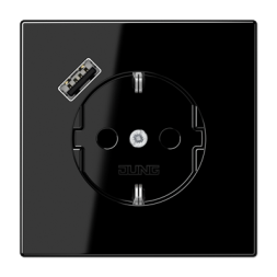 Jung LS1520-18ASW SCHUKO socket 16 A 250 V ~, with USB charger 1 x type A, integrated increased contact protection, SAFETY+, LS series, black