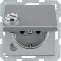 Berker 47636084 Q.1 aluminum matt lacquered socket SCHUKO