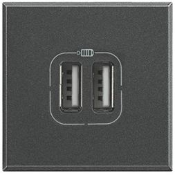 Bticino HS4285C2 USB charging module 2-way, (anthracite)