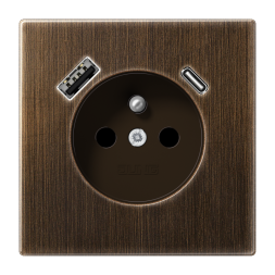 Jung ME1520F-15CAAT socket, French/Belgian system 16 A 250 V ~, with USB charger 1 x type A + 1 x type C, integrated increased contact protection, SAFETY+, series