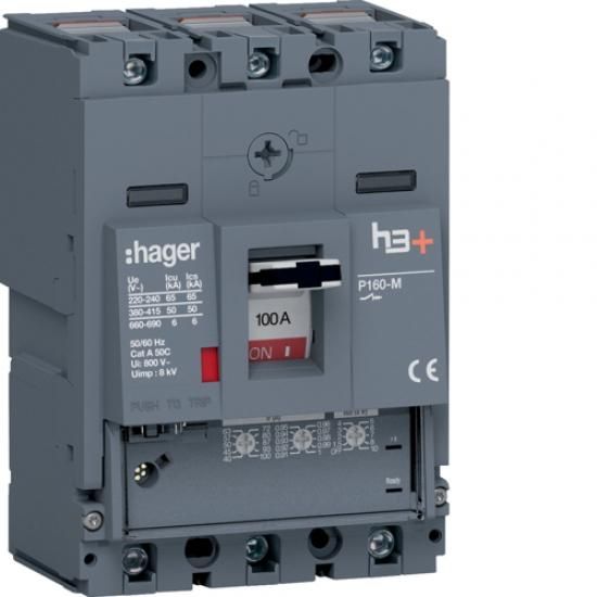 Hager HMS100GC h3+ P160 3P3D 100A 50kA circuit breaker