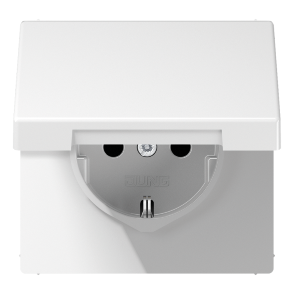 Jung SPLS1520KLWW SCHUKO socket, 16 A 250 V ~, hinged lid, Duroplast antimicrobial, LS series, alpine white