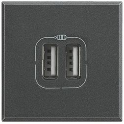 Bticino HS4287C2 USB charging station Axolute USB A+C 2-module anthracite, (anthracite)