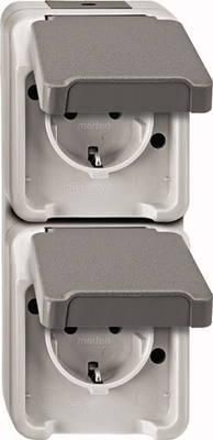 MERTEN MEG2329-8029 Schuko double socket light grey