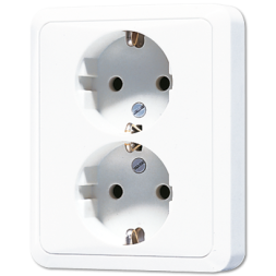 Jung CD5020NKIWW SCHUKO® double socket, 16 A 250 V ~, without claws, integrated increased contact protection, SAFETY+, Duroplast, CD series, alpine white
