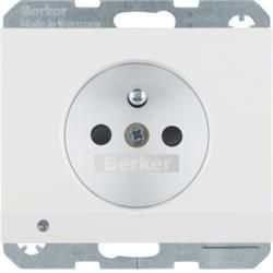 Berker 6765107009 Socket with protective contact pin and LED orientation light polar white, glossy