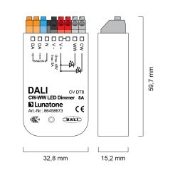 LUNATONE 86458673 DALI LED dimming actuator CV DT8 UP | TW, 8 A