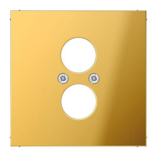 Jung GO2962-2 cover for 2 round connectors up to 18.5 mm Ø, metal gold-coloured PVD-coated, LS series, gold-coloured