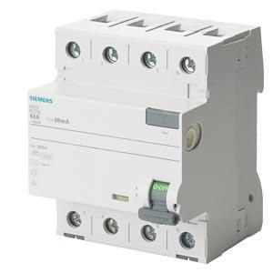 Siemens 5SV3647-8 residual current circuit breaker 80/0.3A 3-pole+N 400V 4TE selective