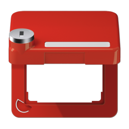 Jung CD590BFKLSLRT hinged cover with return spring, with label field, thermoplastic, CD series, red