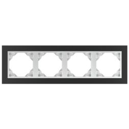 EFAPEL FOUR-GANG FRAME MATTE BLACK/ALUMINIUM