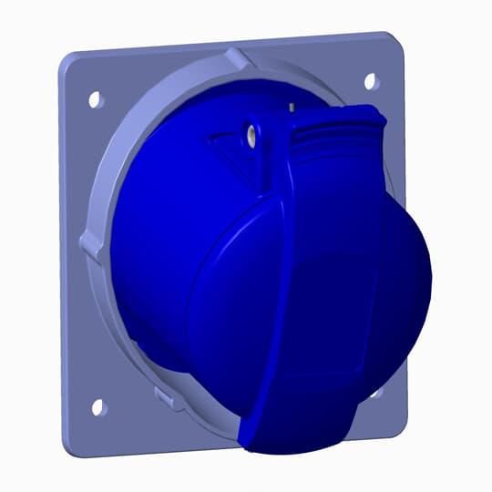 ABB Stotz-Kontakt 316RAM11, panel-mounted socket, 16 A, IP44 11h, 3P+E, 440-460 V, 60 Hz, red, 2CMA170016R1000