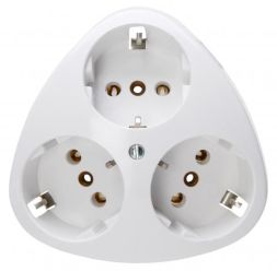 Kopp 100502000 AP 3-way 16A 250V arctic white SCHUKO socket