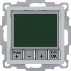 Berker 20441404 Temperature controller, normally open, with central piece, time-controlled, matt aluminium, lacquered