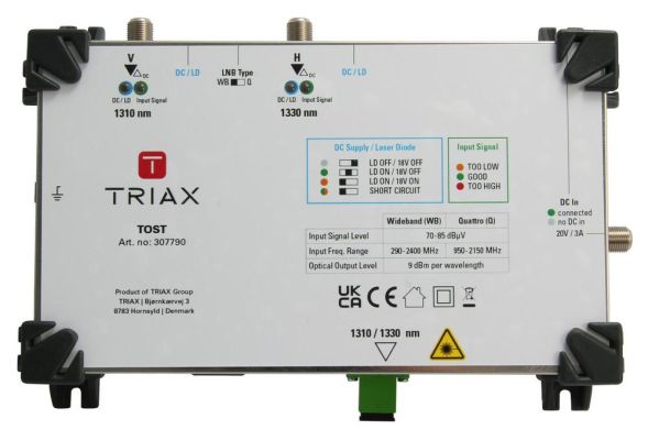 Triax 307790 TOST SAT, SC APC connectors optical transmitter