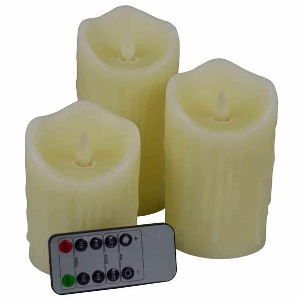 FHS 27094 LED candles set of 3 cream with timer, 10/12.5/15cm