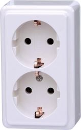 Kopp 102502002 AP 2-way 2-pole 16A 250V art white SCHUKO socket