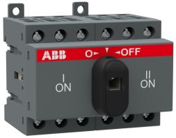 ABB Stotz-Kontakt OT25F3C, load changeover switch 3-pole 25A with black T-handle I-0-II, 1SCA104863R1001