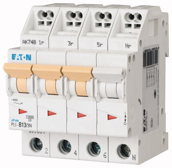 Eaton PLI-C13/3N circuit breaker, 13A, 3p+N, C-Char , 101341