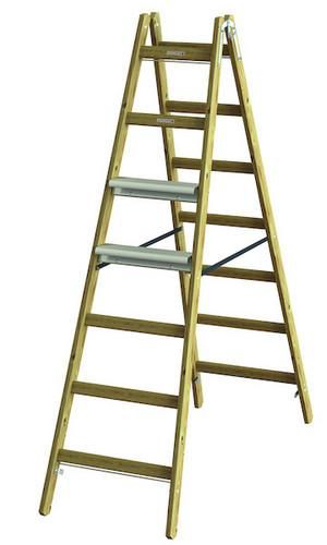 PROTEC.class PHSSLASE27 PHSLAE27 + aluminum steps one-sided 2x7 wooden stepladder