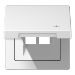 Jung LS990BFKLLANWW hinged cover (with return spring), with LAN symbol, vertical and horizontal mounting, LS series, alpine white