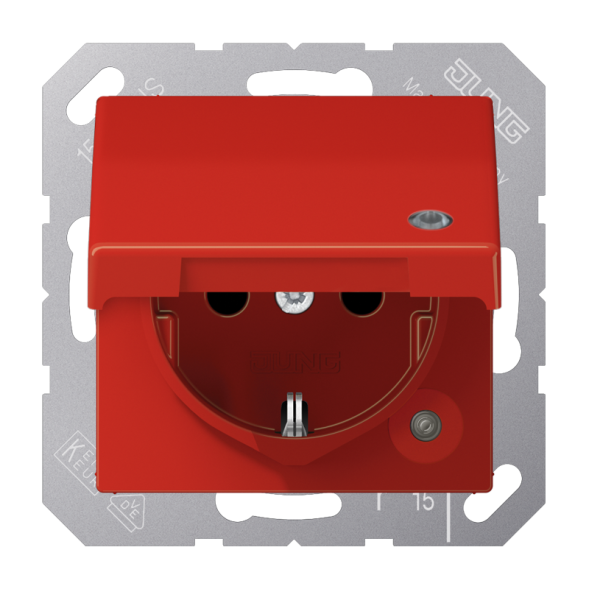 Jung AS1520BFKLKORT SCHUKO socket, 16 A 250 V ~, without claws, with function display, integrated increased contact protection, SAFETY+, hinged lid, thermoplastic, Series A