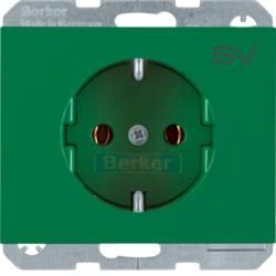 Berker 47157113 SCHUKO socket with print green, glossy Berker K.1/K.5