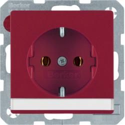 Berker 47506002 SCHUKO socket with label field red including Berker Q.1/Q.3