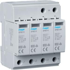 Hager SPB413 T2 4P 40kA fault indication surge arrester