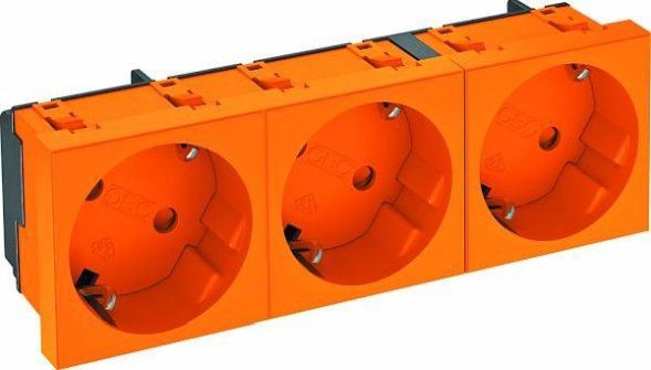 OBO Bettermann 6120125 33° 3-f. 250V 10/16A pure orange RAL2004 socket SCHUKO