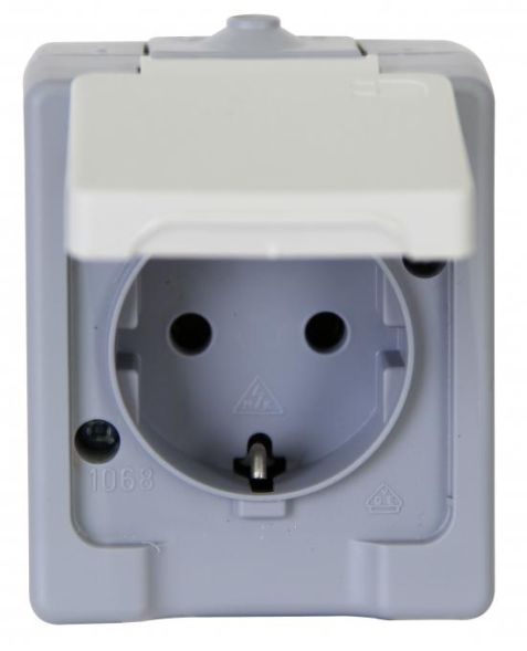 Kopp 100648007 Schuko socket 1-way AP-FR,16A,250V,2p,grey