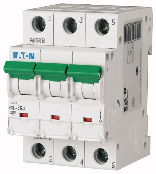 Eaton PXL-D6/3 circuit breaker, 6A, 3p, D-Char , 236459