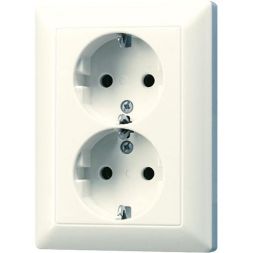 Jung AS5020NKIU SCHUKO socket, 16 A 250 V ~, without claws, integrated increased contact protection, SAFETY+, Duroplast, AS series, white