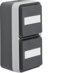 Berker 47703535 SCHUKO socket 2-way vertical with hinged cover AP grey/light grey matt Berker W