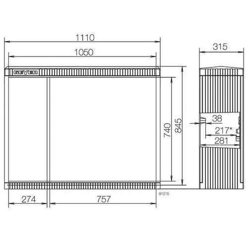 ABN SL082V KVS with asymmetrical doors, mounting.