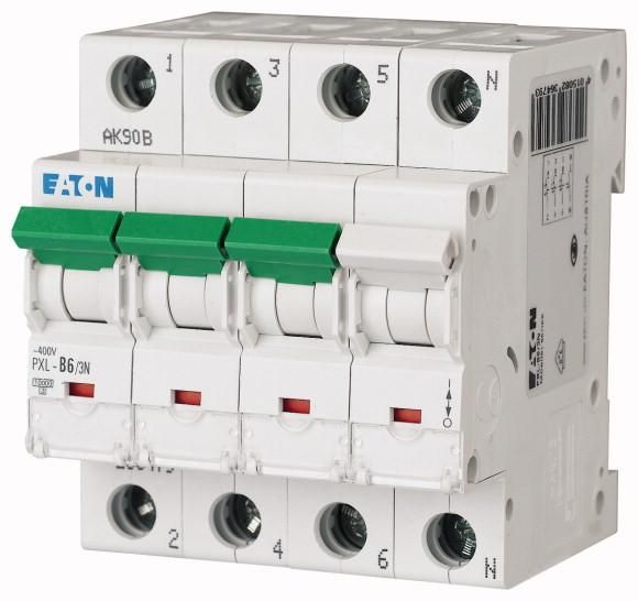 Eaton PXL-D6/3N miniature circuit breaker, 6A, 3p+N, D-Char, 236544