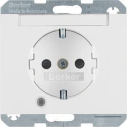 Berker 41107009 SCHUKO socket with control LED and labelling field polar white, glossy Berk
