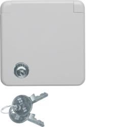 Berker 4212 SCHUKO socket with cover plate, hinged lid and lock grey, glossy wg Up