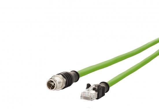 METZ CONNECT M12 connector straight 8-pin X-coded 2.0m connection cable, 142M2X15020