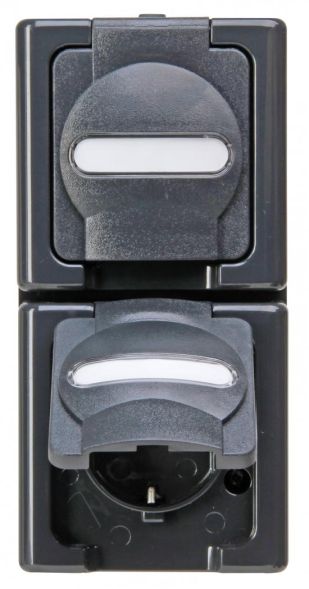 Kopp 131415009 AP-FR Std2f.skr. BlueElectric anthracite safety socket