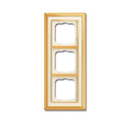 Busch-Jaeger 1723-838 cover frame, 3-way frame polished brass ivory white