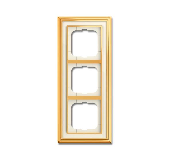 Busch-Jaeger 1723-838 cover frame, 3-way frame polished brass ivory white