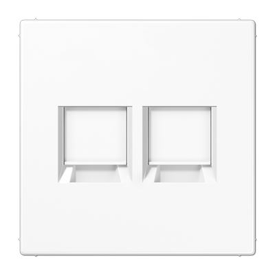 Jung LS1969-2WEWW cover (latched) for modular jack sockets 2-way, UMA-CAT6A, RADIALL, Panduit, Assmann, thermoplastic, LS series, alpine white