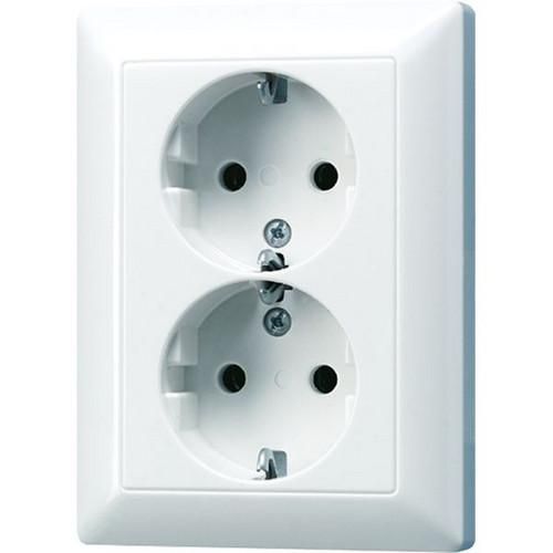 Jung AS5020NKIUWW SCHUKO socket, 16 A 250 V ~, without claws, integrated increased contact protection, SAFETY+, Duroplast, AS series, alpine white