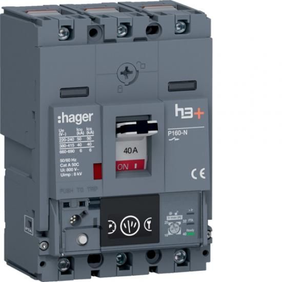 Hager HNS040NC h3+ P160 3P3D 40A 40kA circuit breaker