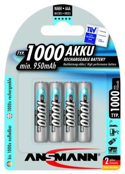 Hückmann 119348 Micro AAA 1.2V 1000mAh (PK=4pcs.) battery